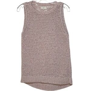 Lou & Grey Sweater Sleeveless Dusty Rose Pink Summer‎ Crochet Knit Vacation  XS